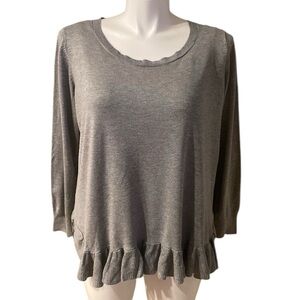 Lane Bryant Gray Scoop Neck Ruffle Hem Knit Top